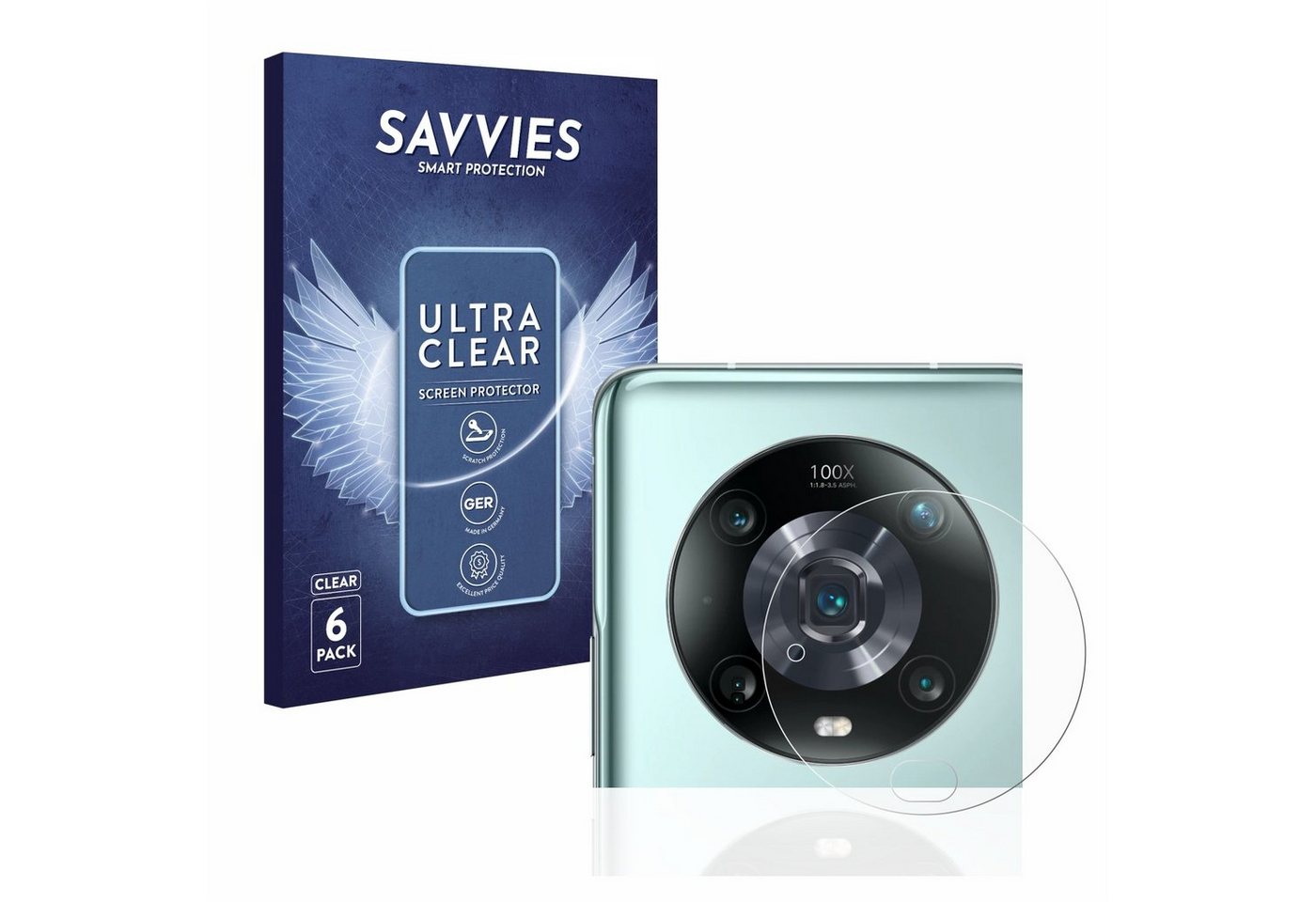 Savvies Schutzfolie für Honor Magic 4 Pro (NUR Kameraschutz), Displayschutzfolie, 6 Stück, Folie klar von Savvies