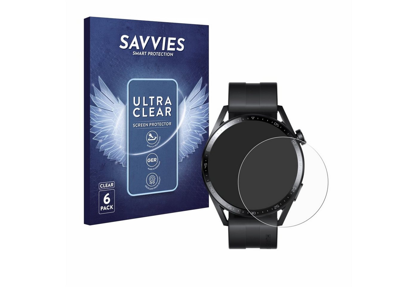 Savvies Displayschutzfolie Schutzfolie für Huawei Watch GT 3 (46 mm), 6 Stück, Displayschutz Schutz Folie Klar Transparent von Savvies