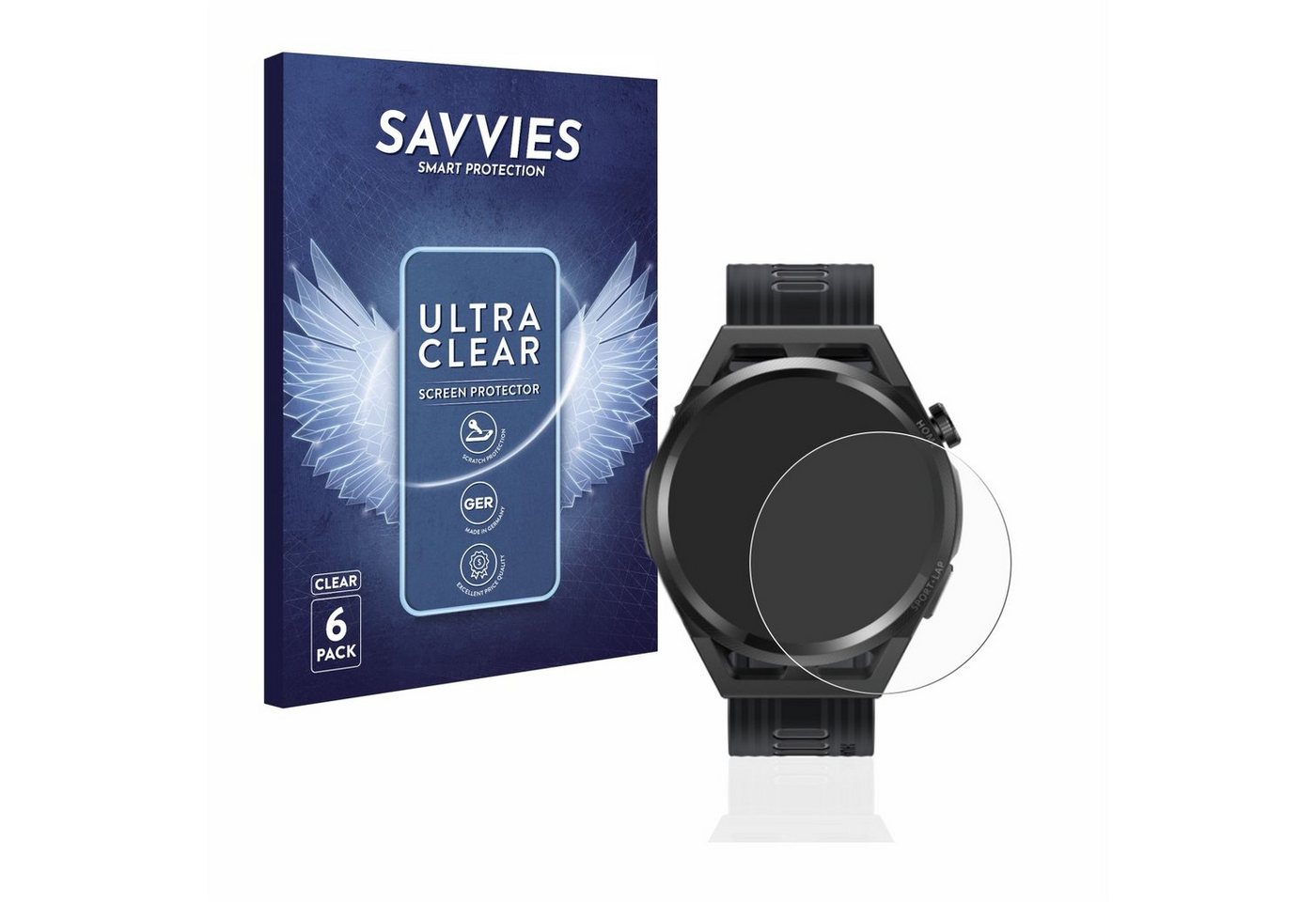 Savvies Schutzfolie für Huawei Watch GT Runner, Displayschutzfolie, 6 Stück, Folie klar von Savvies