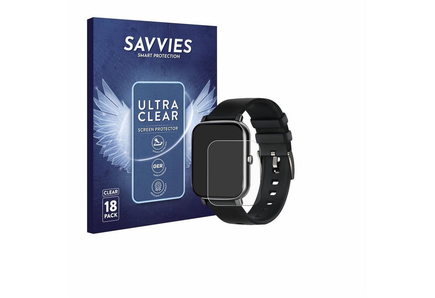 Savvies Schutzfolie für Ibetter Smartwatch 1.69, Displayschutzfolie, 18 Stück, Folie klar" von Savvies