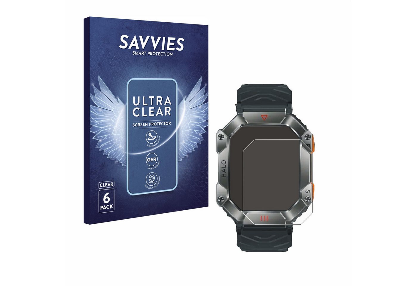 Savvies Schutzfolie für Ineyes Smartwatch 2, Displayschutzfolie, 6 Stück, Folie klar" von Savvies