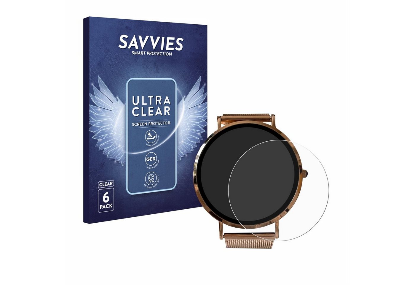 Savvies Schutzfolie für Micento California Smartwatch, Displayschutzfolie, 6 Stück, Folie klar von Savvies
