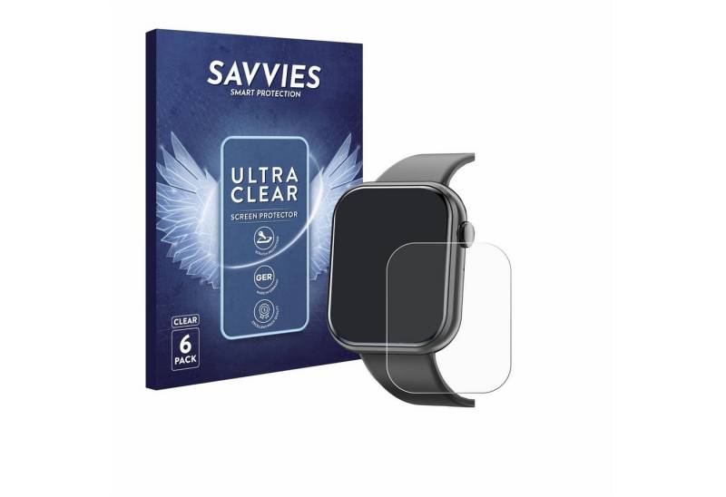 Savvies Schutzfolie für Mingtawn Smartwatch 1.85, Displayschutzfolie, 6 Stück, Folie klar" von Savvies