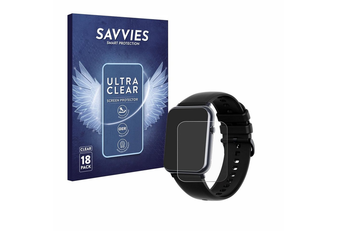 Savvies Schutzfolie für Mutoy Smartwatch 1.69, Displayschutzfolie, 18 Stück, Folie klar" von Savvies