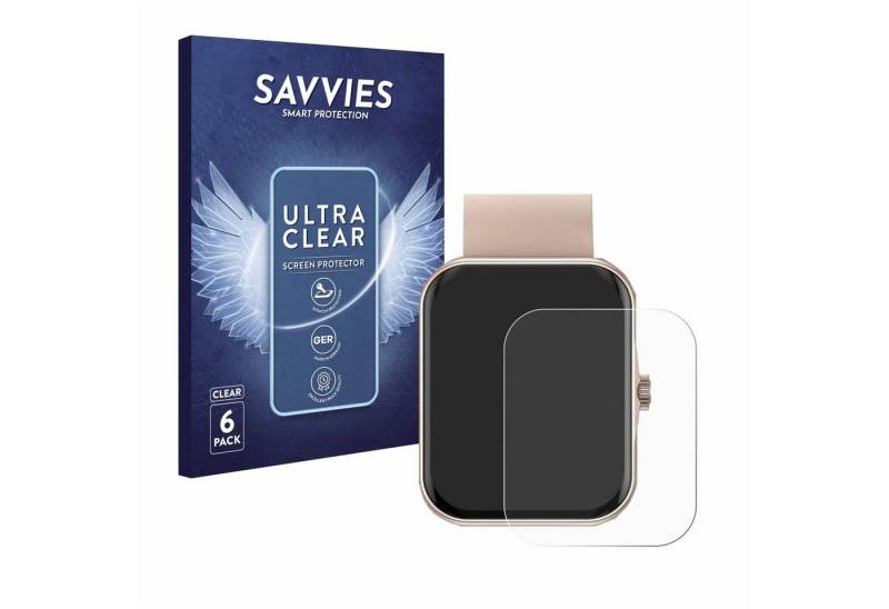 Savvies Schutzfolie für Mutoy Smartwatch 1.83, Displayschutzfolie, 6 Stück, Folie klar" von Savvies