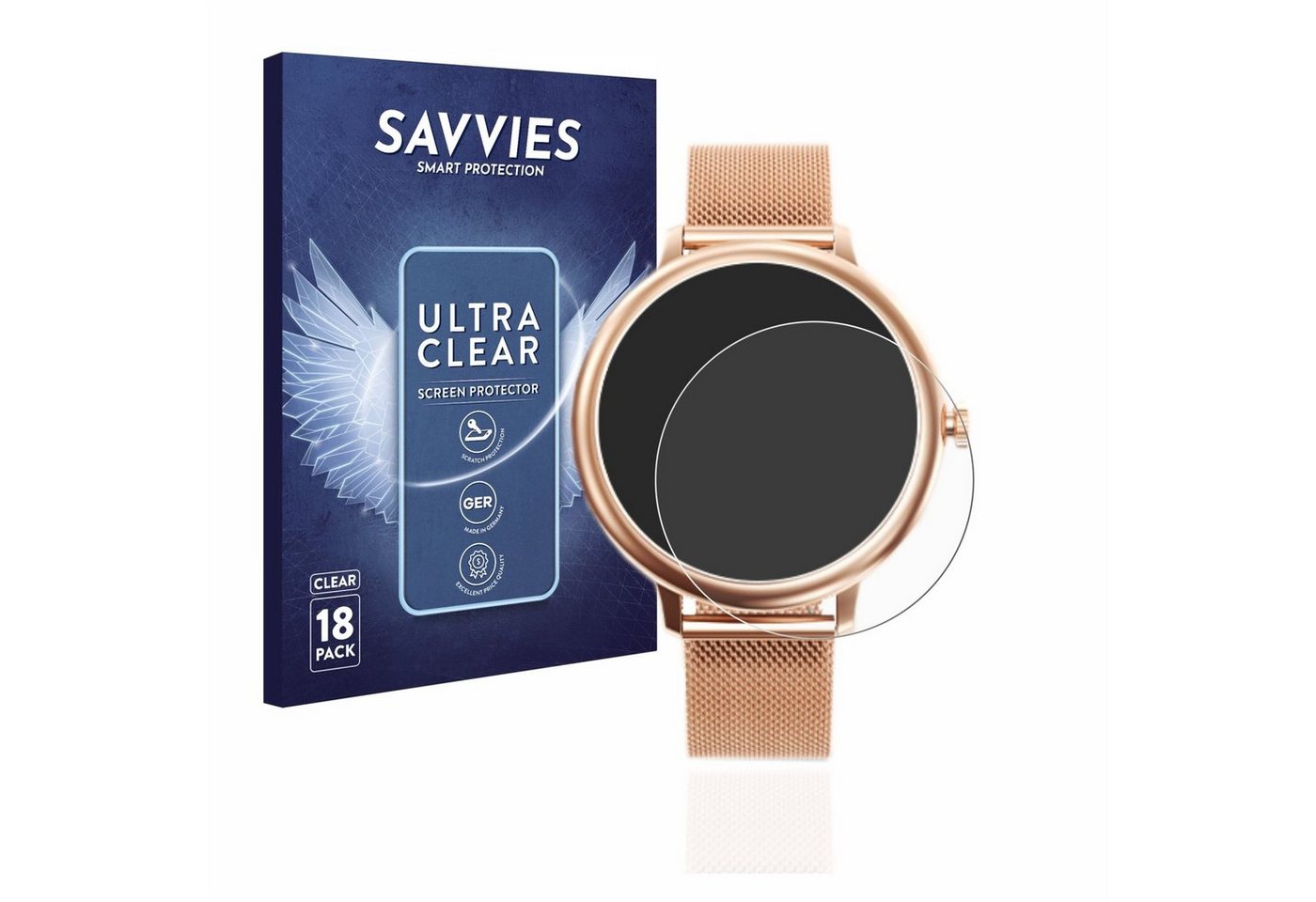 Savvies Schutzfolie für Naixues Women's Smartwatch 1.08 (39mm), Displayschutzfolie, 18 Stück, Folie klar" von Savvies