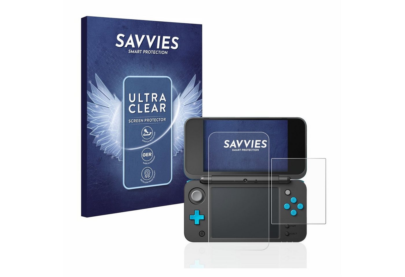 Savvies Schutzfolie für New Nintendo 2DS XL, Displayschutzfolie, 18 Stück, Folie klar von Savvies
