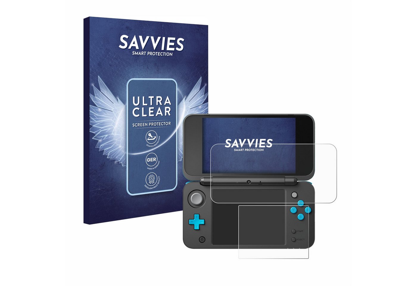 Savvies Schutzfolie für New Nintendo 2DS XL, Displayschutzfolie, 18 Stück, Folie klar von Savvies