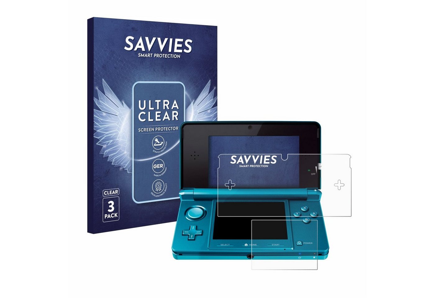 Savvies Schutzfolie für Nintendo 3DS, Displayschutzfolie, 6 Stück, Folie klar von Savvies