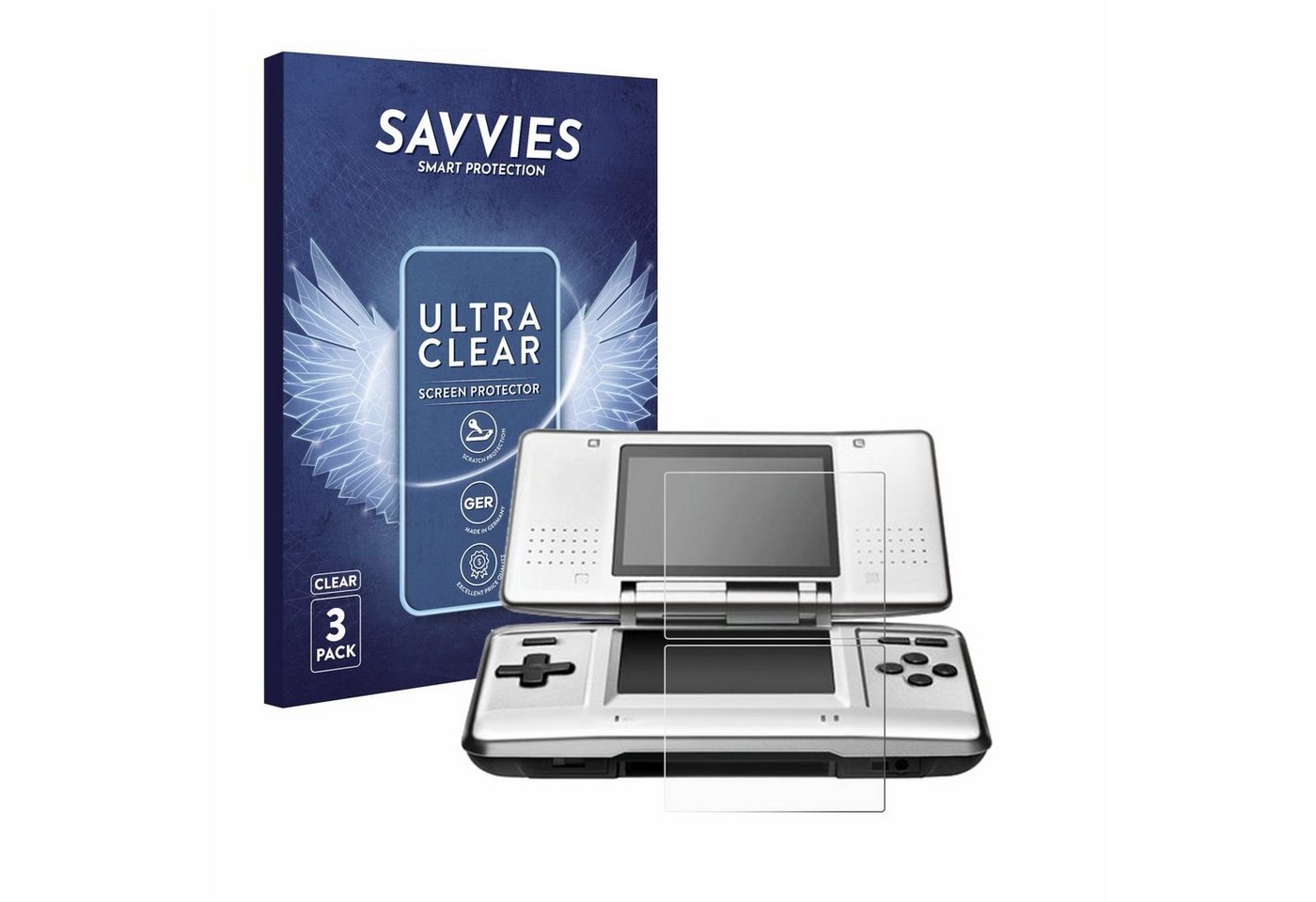 Savvies Schutzfolie für Nintendo DS, Displayschutzfolie, 6 Stück, Folie klar von Savvies