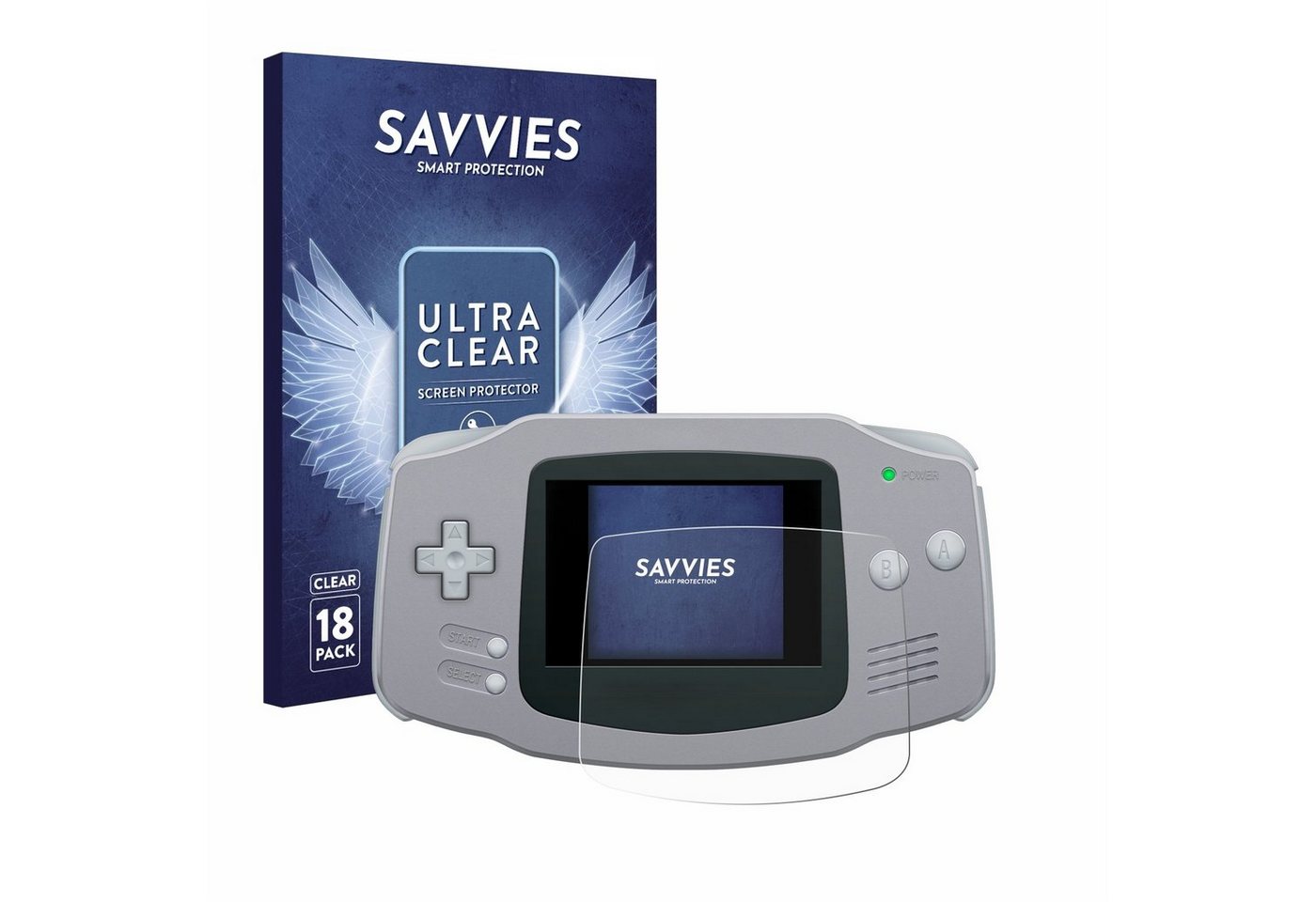 Savvies Schutzfolie für Nintendo Gameboy Advance GBA, Displayschutzfolie, 18 Stück, Folie klar von Savvies