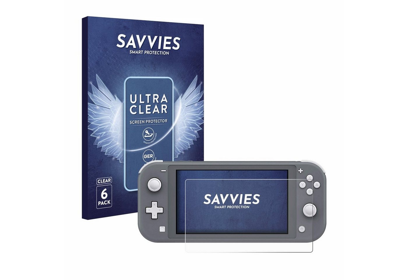 Savvies Schutzfolie für Nintendo Switch Lite, Displayschutzfolie, 6 Stück, Folie klar von Savvies