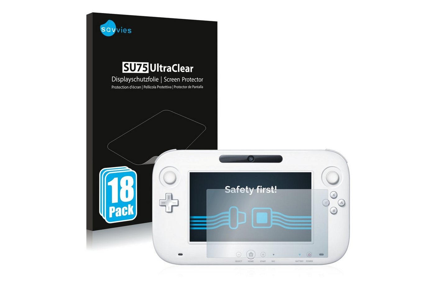 Savvies Schutzfolie für Nintendo Wii U GamePad (Controller), Displayschutzfolie, 18 Stück, Folie klar von Savvies