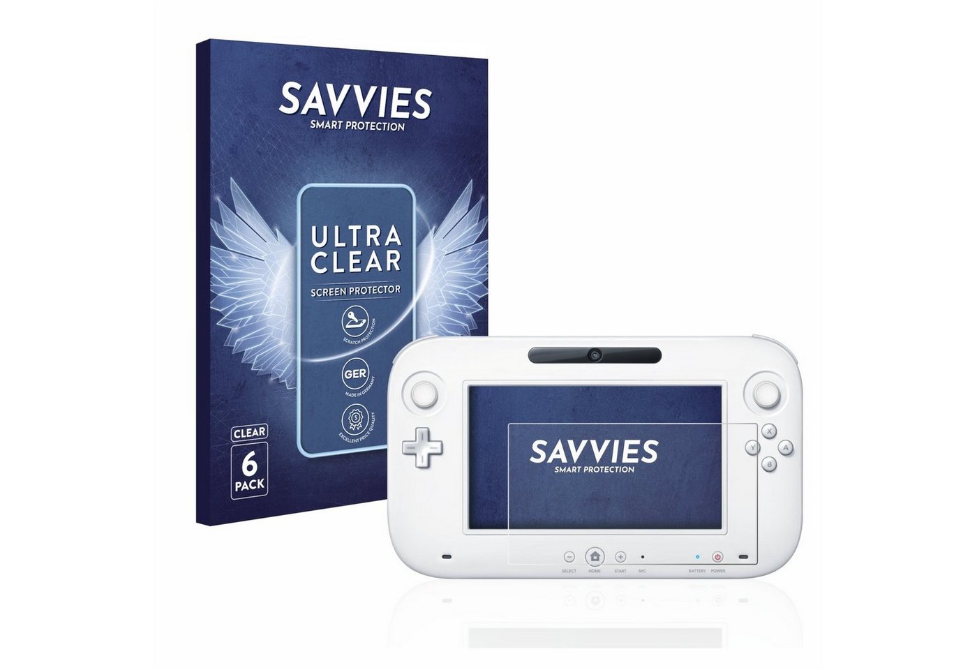 Savvies Displayschutzfolie Schutzfolie für Nintendo Wii U GamePad (Controller), 6 Stück, 6 Stück, Displayschutz Schutz Folie Klar Transparent von Savvies