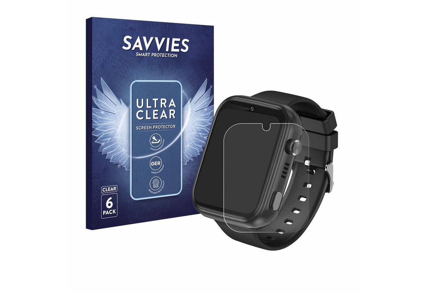 Savvies Schutzfolie für Okyuk 4G Kids Smartwatch, Displayschutzfolie, 6 Stück, Folie klar von Savvies