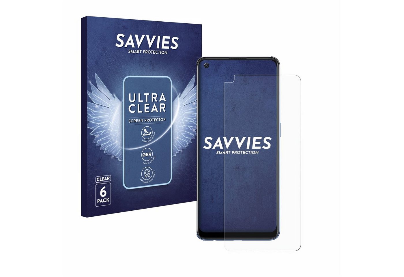 Savvies Schutzfolie für Oppo A74 5G, Displayschutzfolie, 6 Stück, Folie klar von Savvies