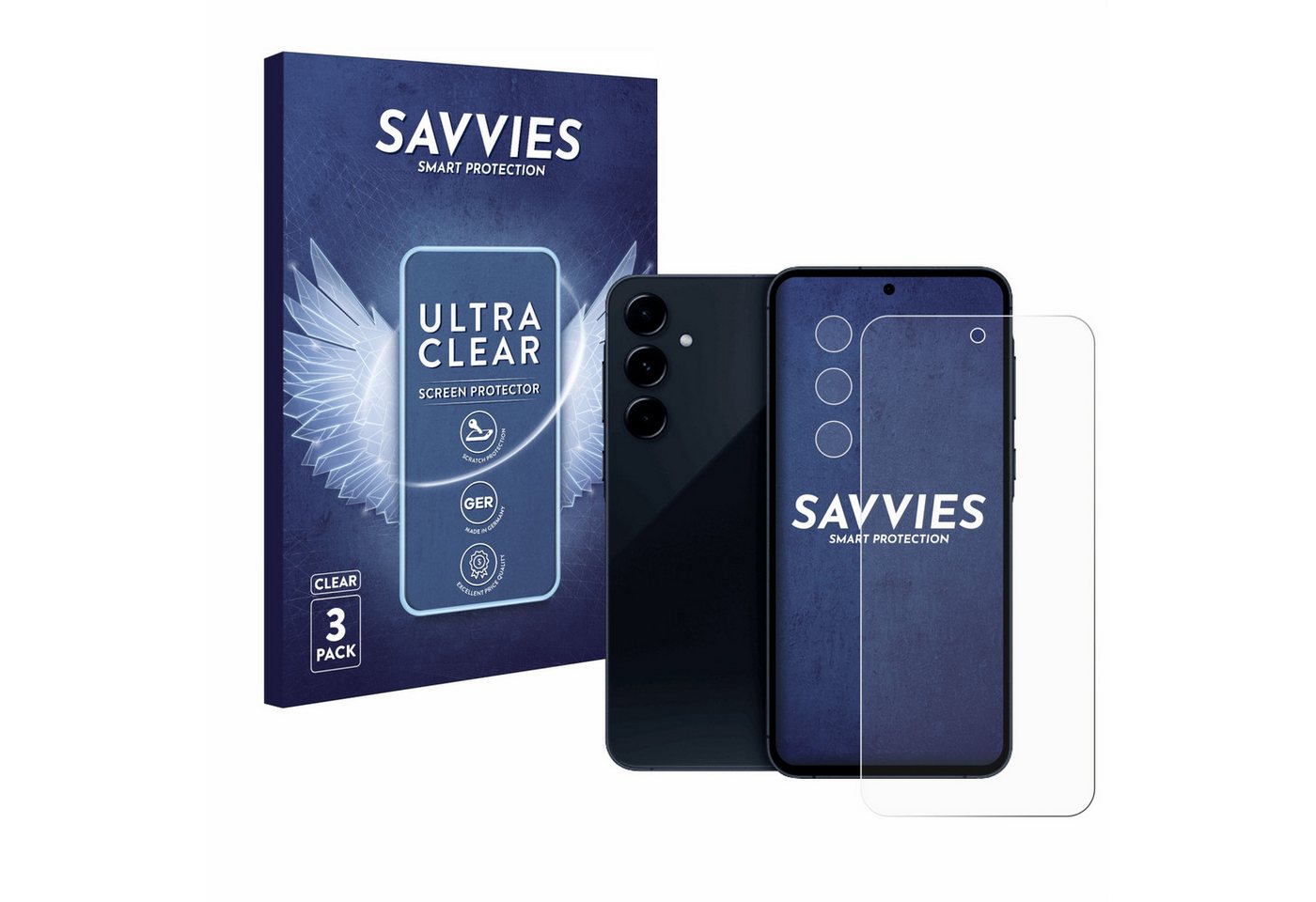 Savvies Schutzfolie für Samsung Galaxy A35 5G (Display+Kamera), Displayschutzfolie, 6 Stück, Folie klar von Savvies