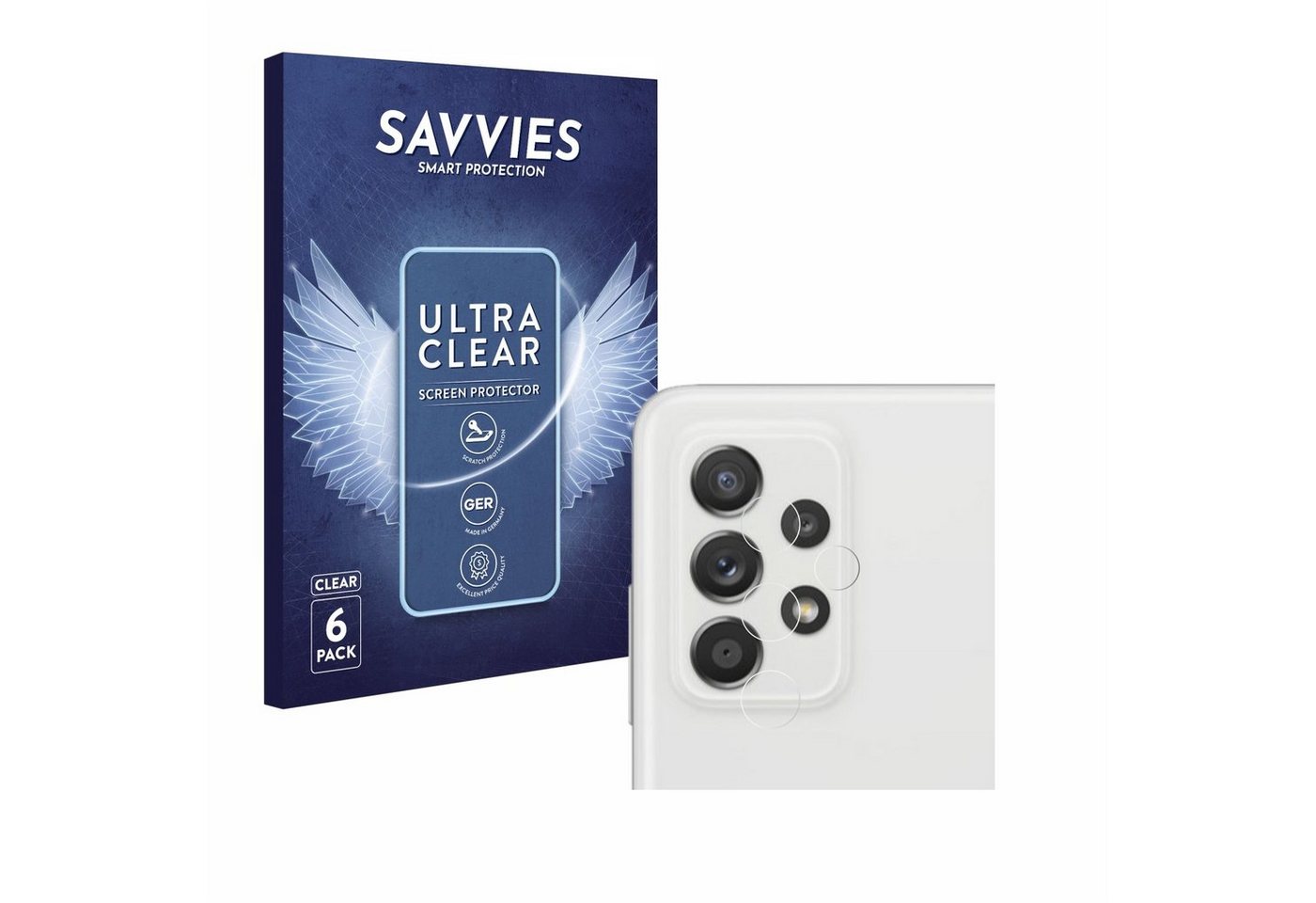 Savvies Schutzfolie für Samsung Galaxy A52s 5G (NUR Kameraschutz), Displayschutzfolie, 6 Stück, Folie klar von Savvies