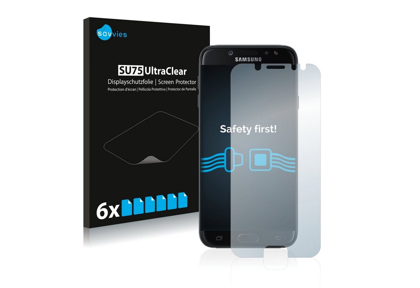Savvies Schutzfolie für Samsung Galaxy J7 Pro, Displayschutzfolie, 6 Stück, Folie klar von Savvies