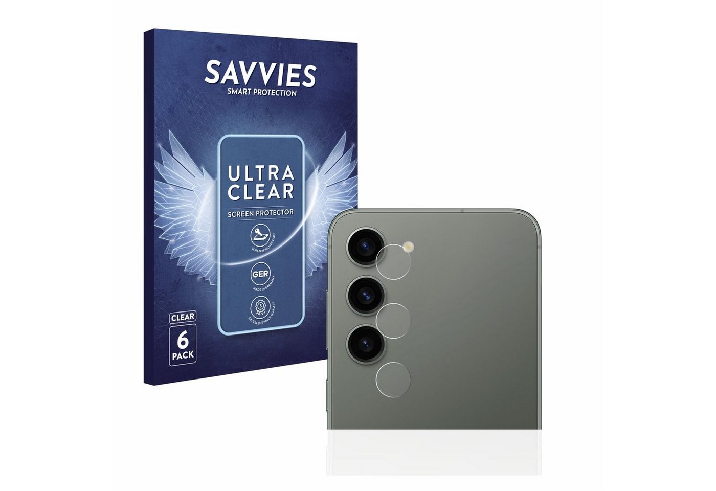 Savvies Schutzfolie für Samsung Galaxy S23 (NUR Kameraschutz), Displayschutzfolie, 6 Stück, Folie klar von Savvies