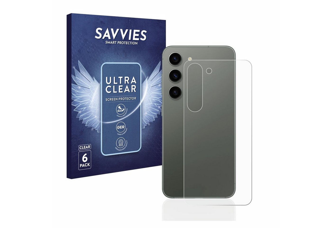 Savvies Displayschutzfolie Schutzfolie für Samsung Galaxy S23 (Rückseite), 6 Stück, Displayschutz Schutz Folie Klar Transparent von Savvies