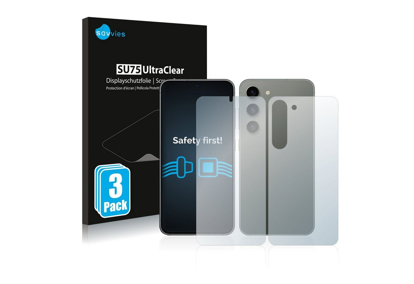 Savvies Schutzfolie für Samsung Galaxy S23 Plus (Display+Rückseite), Displayschutzfolie, 6 Stück, Folie klar von Savvies