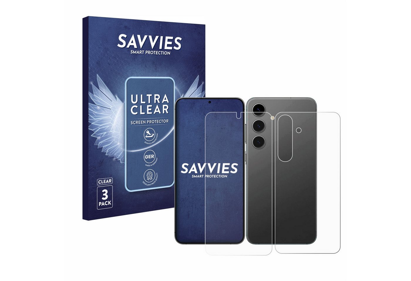 Savvies Schutzfolie für Samsung Galaxy S24 Enterprise Edition (Display+Rückseite), Displayschutzfolie, 6 Stück, Folie klar von Savvies
