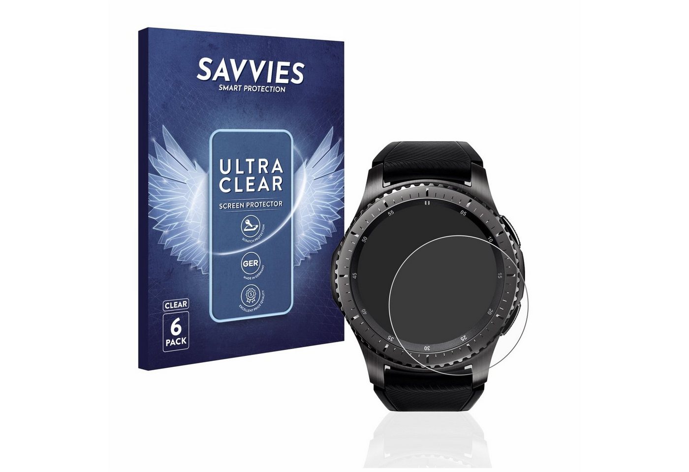 Savvies Displayschutzfolie Schutzfolie für Samsung Gear S3 Frontier, 6 Stück, Displayschutz Schutz Folie Klar Transparent Savvies Displayschutzfolie Schutzfolie für Samsung Gear S3 Frontier, 6 Stück, Displayschutz Schutz Folie Klar Transparent von Savvies