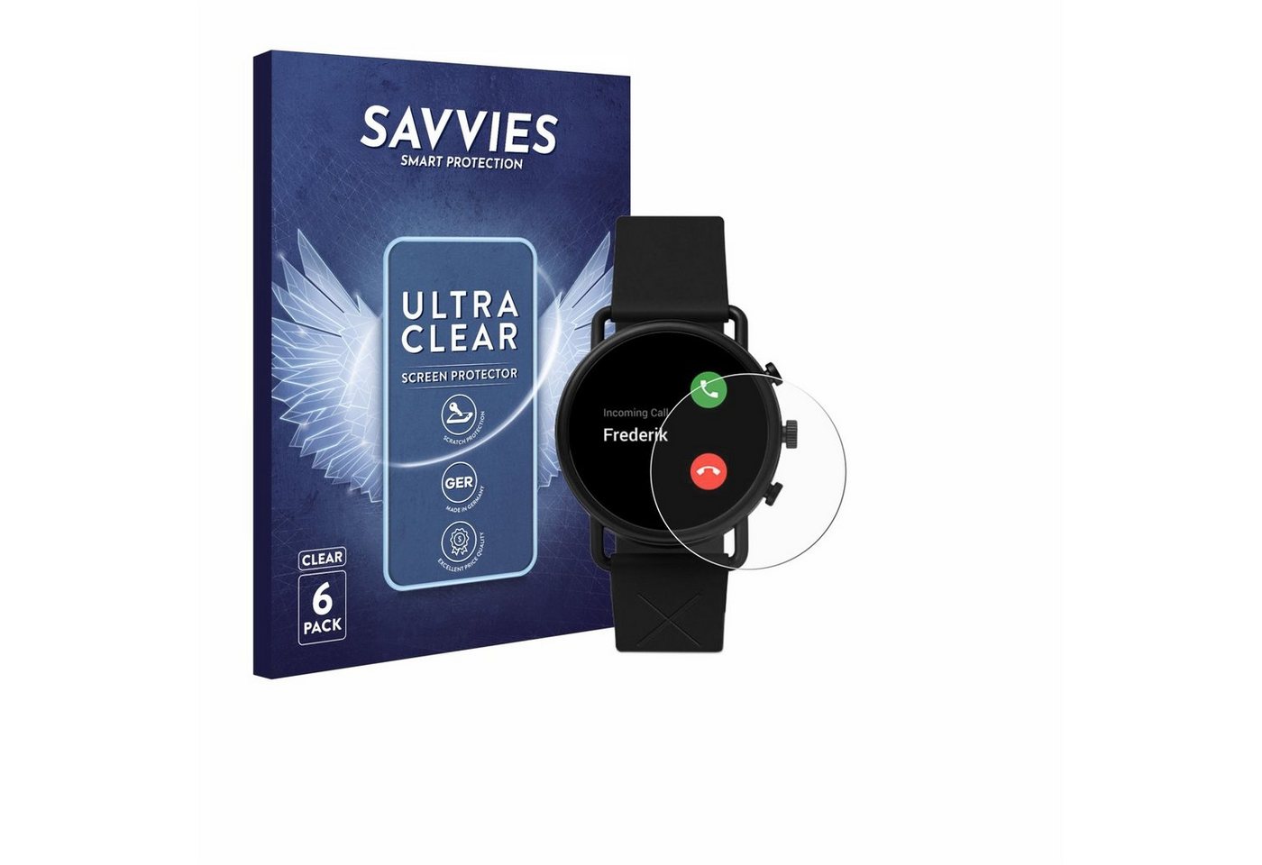 Savvies Schutzfolie für Skagen Smartwatch Falster 3 X by Kygo, Displayschutzfolie, 6 Stück, Folie klar von Savvies