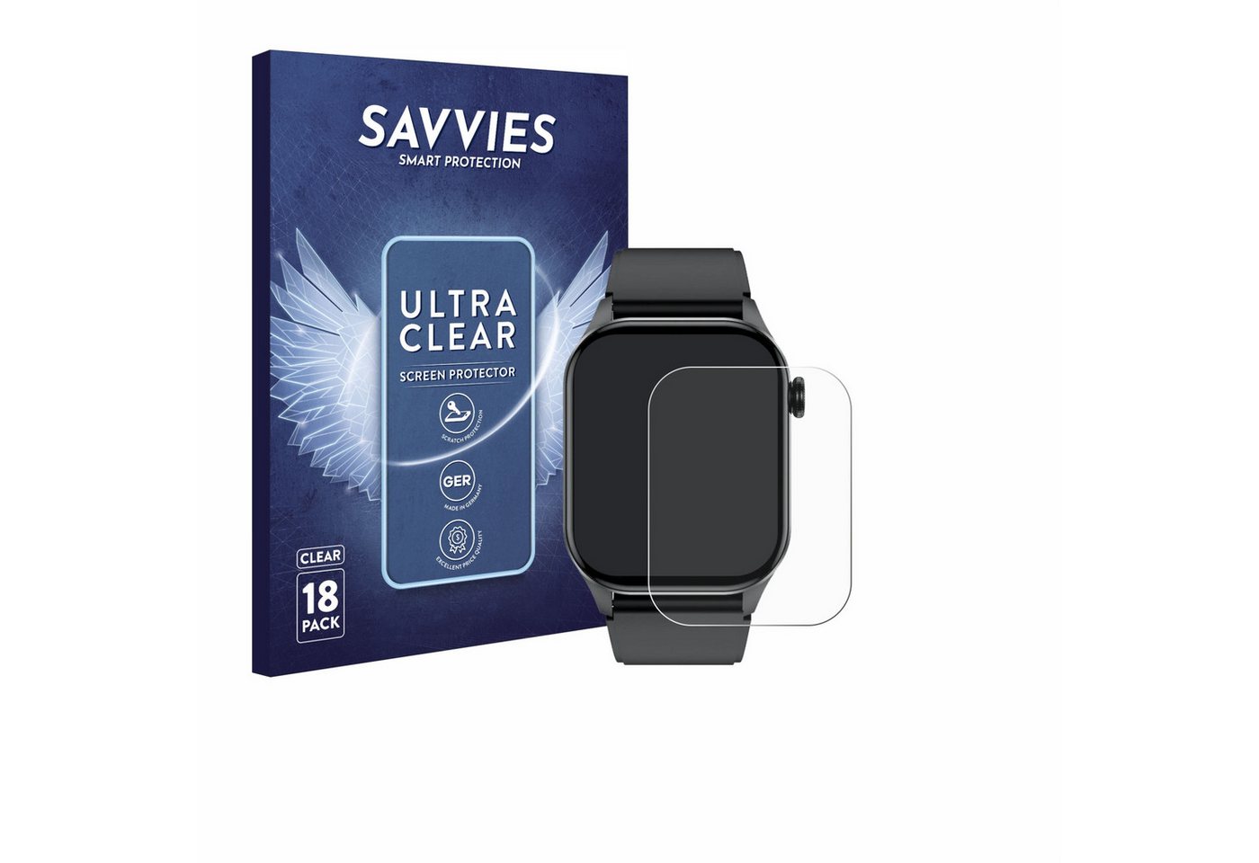 Savvies Schutzfolie für Smartwatch T98 2.04, Displayschutzfolie, 18 Stück, Folie klar" von Savvies