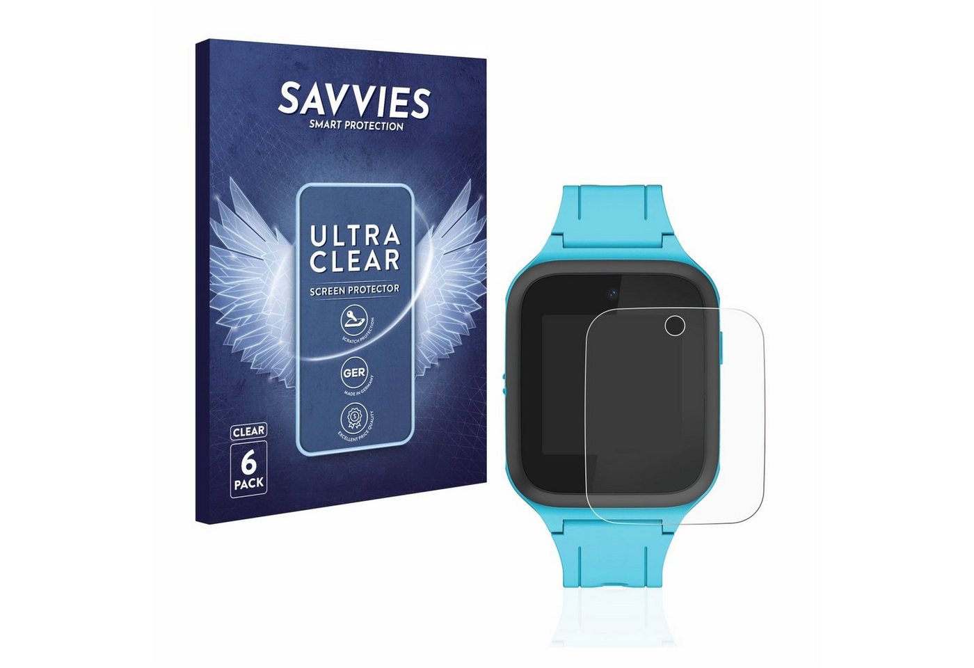Savvies Displayschutzfolie Schutzfolie für TCL Movetime FamilyWatch Kids MT40X, 6 Stück, Displayschutz Schutz Folie Klar Transparent Savvies Displayschutzfolie Schutzfolie für TCL Movetime FamilyWatch Kids MT40X, 6 Stück, Displayschutz Schutz Folie Klar Transparent von Savvies