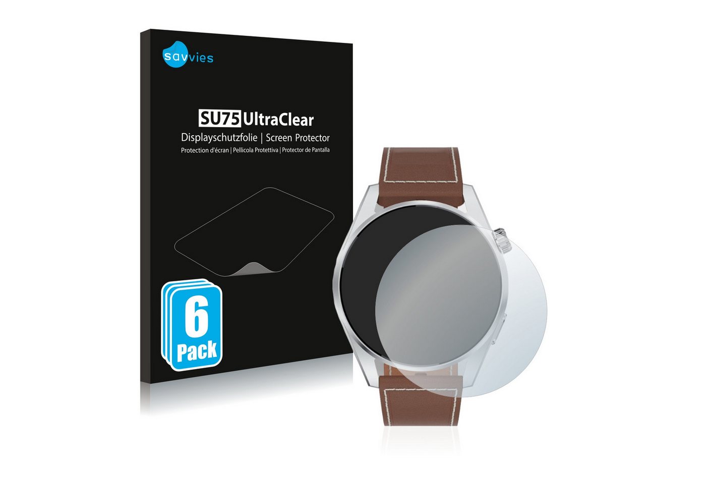 Savvies Schutzfolie für Tisoutec Smartwatch, Displayschutzfolie, 6 Stück, Folie klar von Savvies