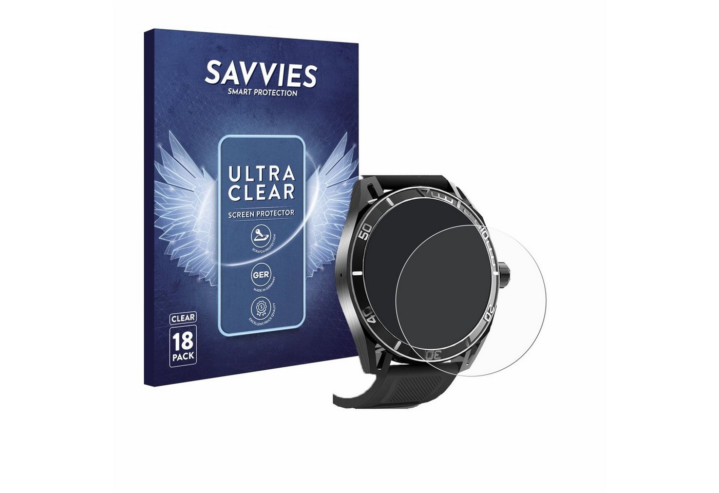 Savvies Schutzfolie für Yuede Smartwatch 1.43 (rund), Displayschutzfolie, 18 Stück, Folie klar" von Savvies