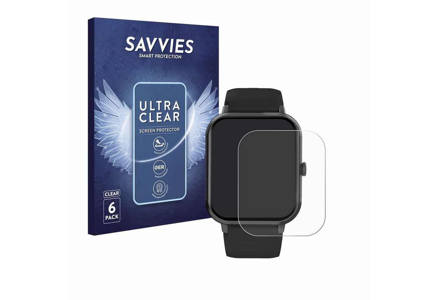 Savvies Schutzfolie für Yuede Smartwatch 1.85, Displayschutzfolie, 6 Stück, Folie klar" von Savvies