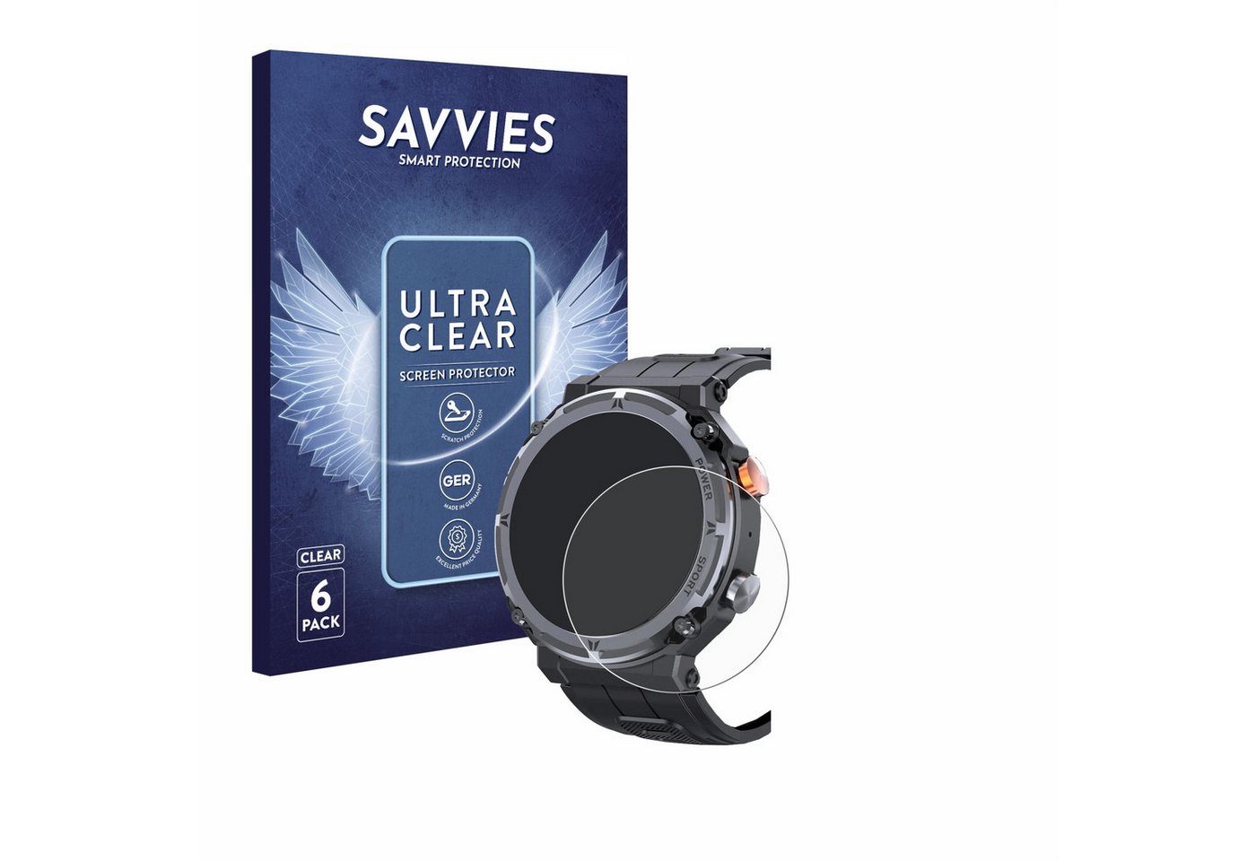 Savvies Schutzfolie für bedee Smartwatch 1.39, Displayschutzfolie, 6 Stück, Folie klar" von Savvies