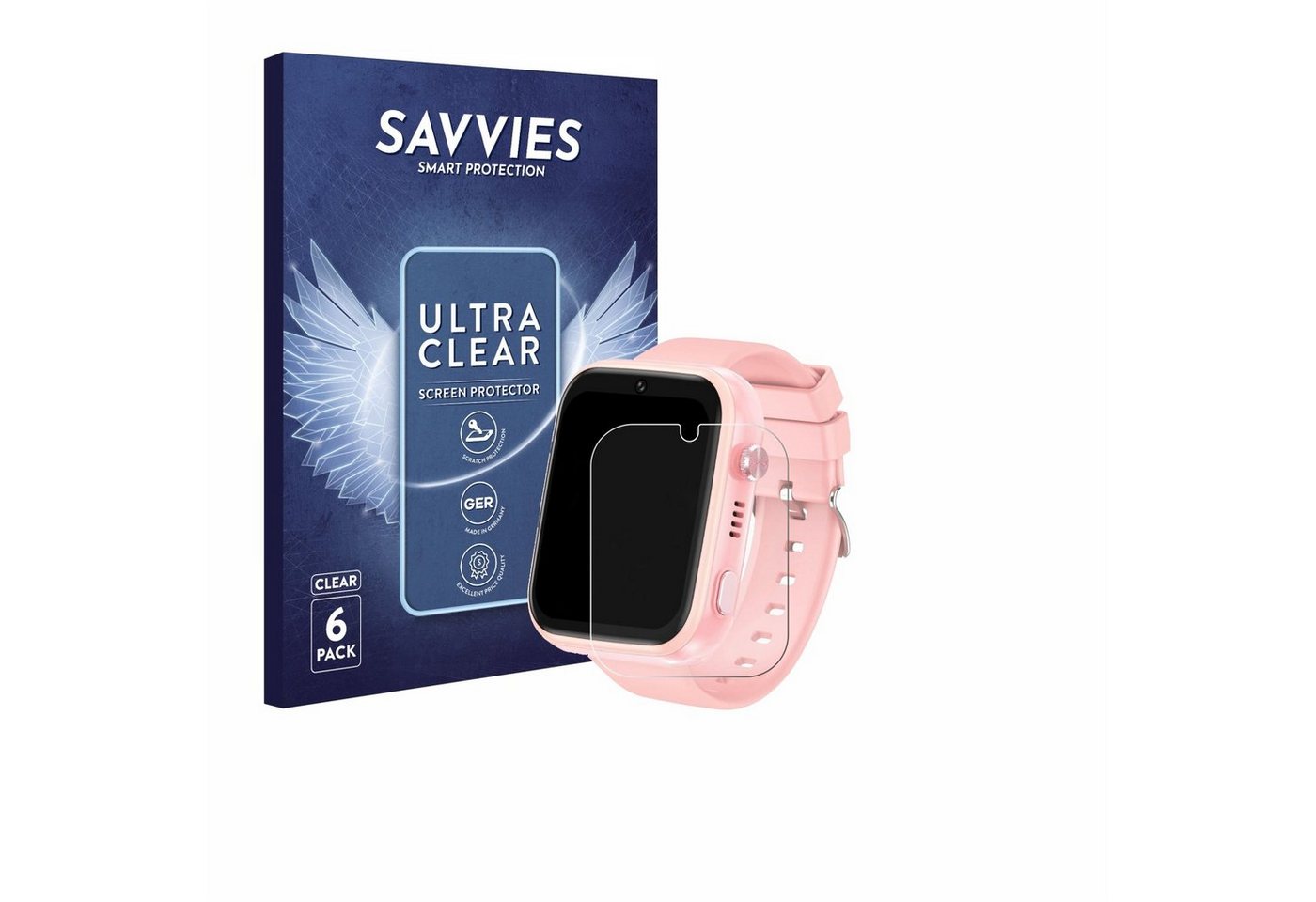 Savvies Schutzfolie für jianyana 4G Kids Smartwatch, Displayschutzfolie, 6 Stück, Folie klar von Savvies