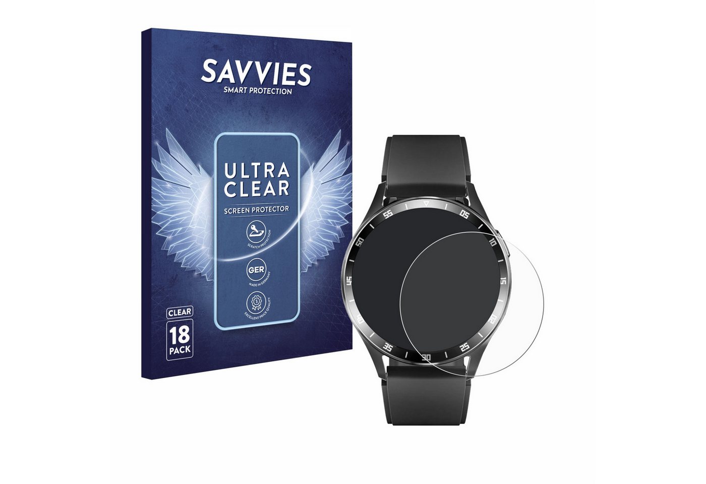 Savvies Schutzfolie für usogood Smartwatch 1.39, Displayschutzfolie, 18 Stück, Folie klar" von Savvies