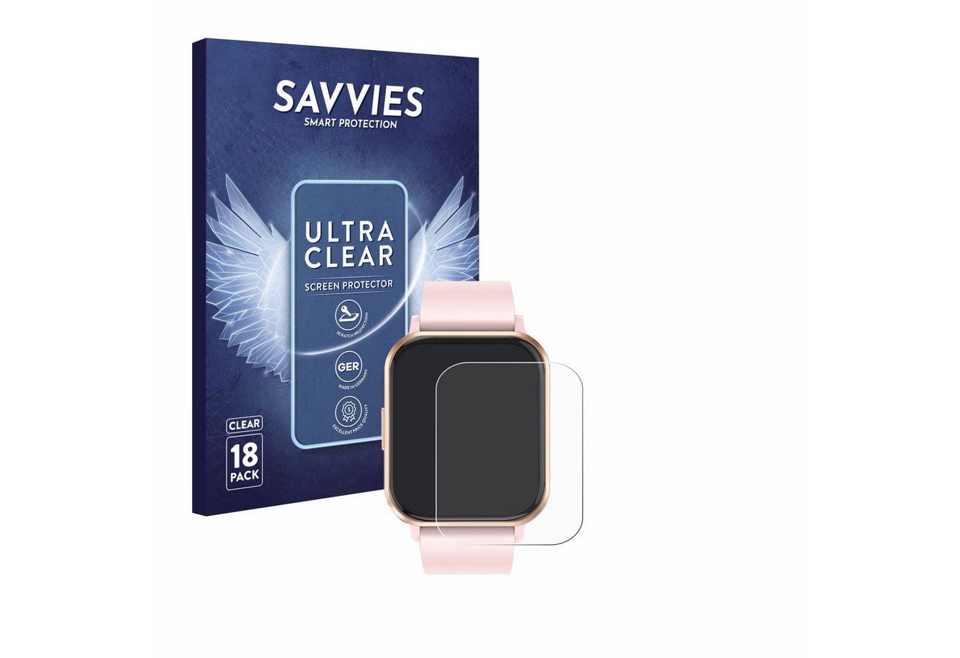 Savvies Schutzfolie für walkbee Smartwatch 1.83, Displayschutzfolie, 18 Stück, Folie klar" von Savvies