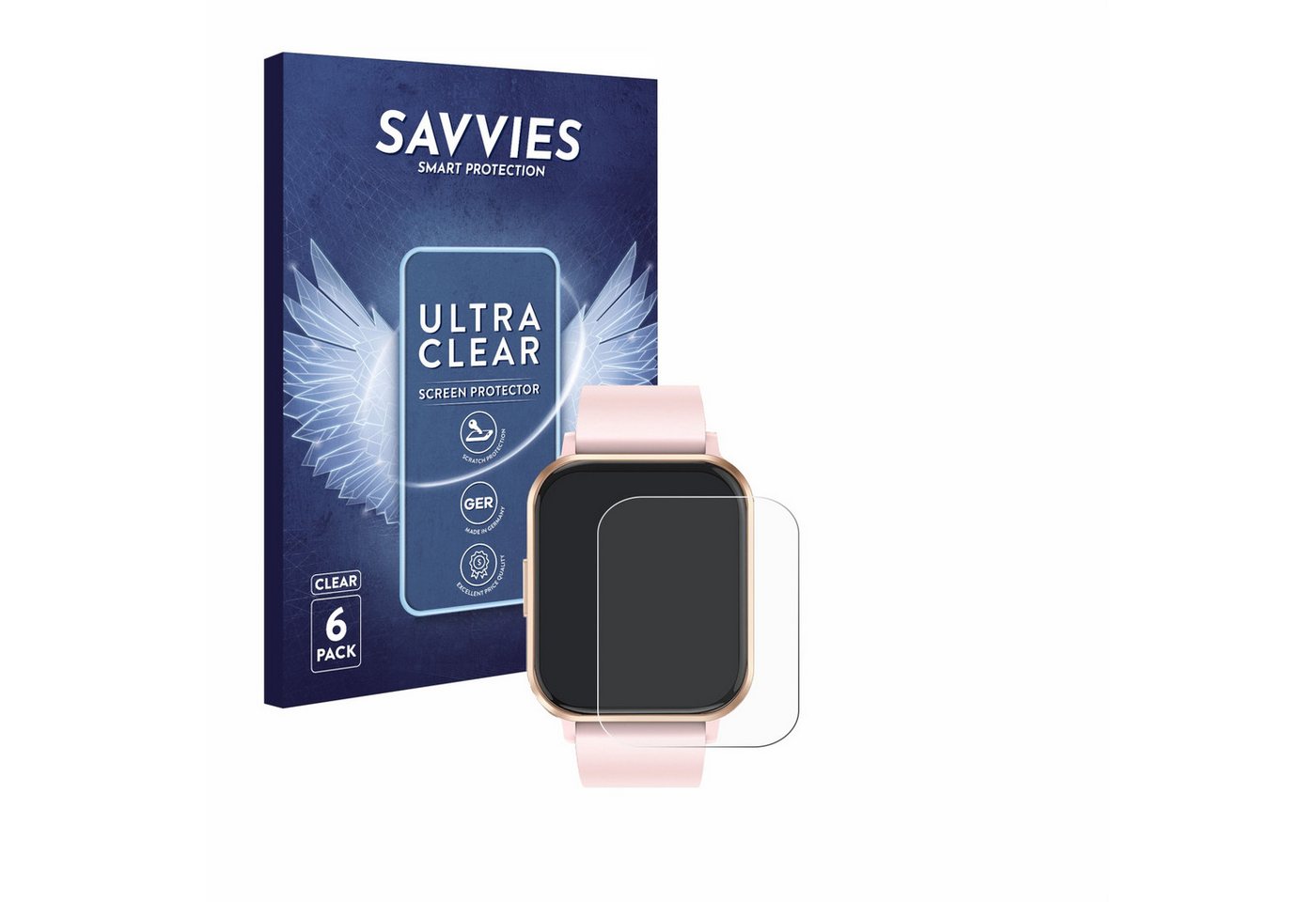Savvies Schutzfolie für walkbee Smartwatch 1.83, Displayschutzfolie, 6 Stück, Folie klar" von Savvies