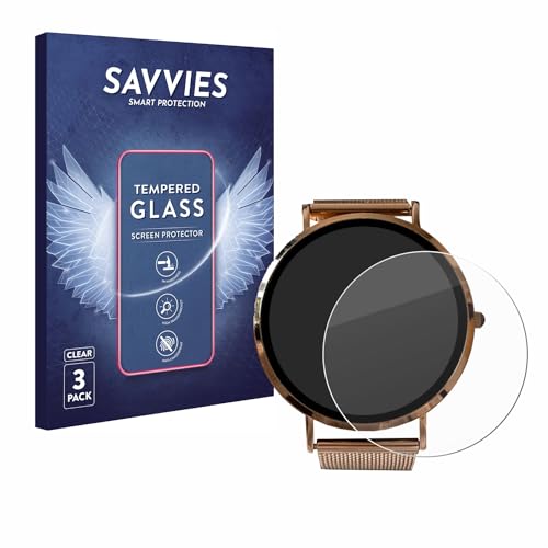 Savvies Panzer Schutz Glas für Micento California Smartwatch (3 Stück) 9H Hartglas, Anti-Fingerprint, Displayschutz von Savvies