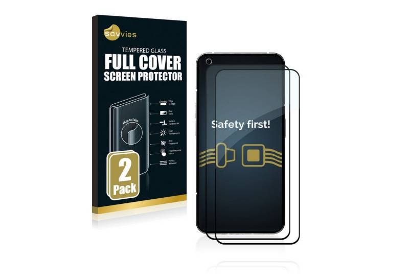 Savvies Displayschutzglas Xtreme Glass 2.5D Full Cover Panzerglas für Nothing Phone (1) (schwarz) für Nothing Phone (1), 2 Stück, Schutzglas klar von Savvies