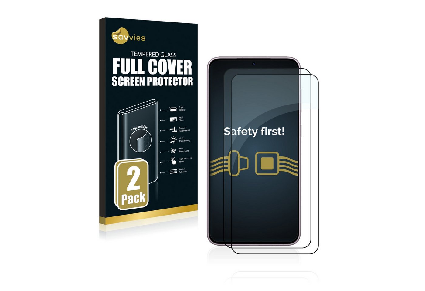 Savvies Displayschutzglas Xtreme Glass 2.5D Full Cover Panzerglas für Samsung Galaxy S23 Plus (schwarz), 2 Stück, Schutzglas klar von Savvies