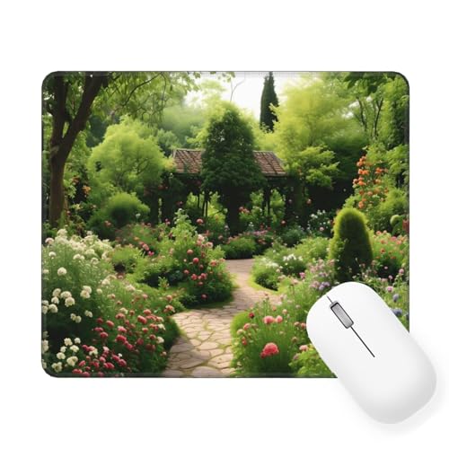 Garten Mauspad Klein 600 x 400 x 3 mm Mousepad Landschaft Mauspad, VerschleißFeste NäHte, Rutschfeste Gummibasis Gaming Accessories, Wassxerdicht Schreibtischunterlage für Laptop, Office Geschenk W-17 von Saweefog