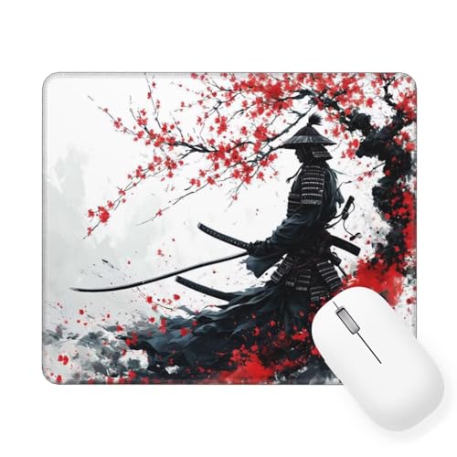 Japan Mauspad Klein 250 x 210 x 3 mm Mousepad Krieger Mauspad, VerschleißFeste NäHte, Rutschfeste Gummibasis Gaming Accessories, Wassxerdicht Schreibtischunterlage für Pc, Laptop,Office Geschenk W-669 von Saweefog