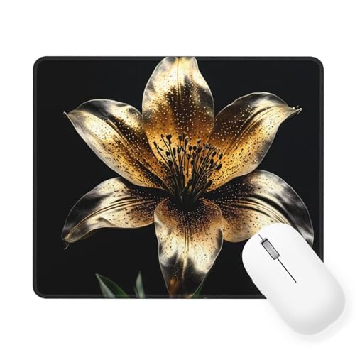 Mauspad Schwarz Mauspad Klein 29 x 24 cm, Mousepad mit Wasserdicht und Rutschfester, Vernähter Kanten Mousepad Lilie, Gaming Accessories, Verbessert Geschwindigkeit Präzision für Büro, Gaming W-387 von Saweefog
