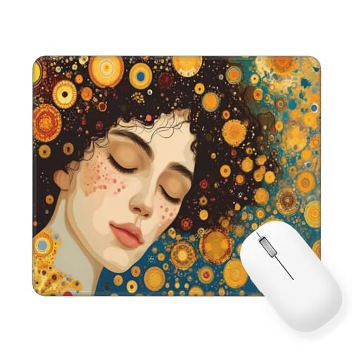 Mousepad Klimt Mauspad Kleine 320 x 260 mm, Frau Mauspad mit Rutschfester Gummiunterseite, Wasserdichtes Mouse Pad, Mini Gaming Mauspad für Damen, Herren, Kabellose Maus Laptop Büro Zuhause W-579 von Saweefog