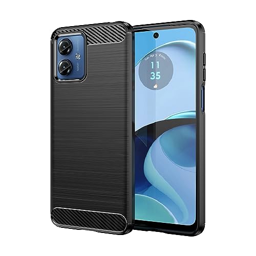 Motorola Moto G54 Hülle, Moto G54 5G Hülle, ultradünne Kohlefaser-Textur, Handyhülle, Silikon, Bumper, weiches TPU-Gummi, stoßfest, schlanke Schutzhülle für Motorola Moto G54 6,5 Zoll, Schwarz von Sawiqpd