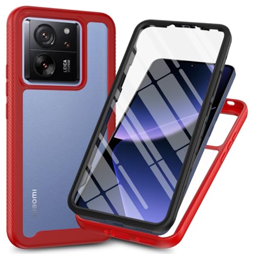 Motorola Moto G84 5G Hülle mit Eingebautem Displayschutz, 360 Ganzkörper-Schutzhülle, strapazierfähig, kratzfest, stoßfest, dünne Silikon-Stoßstange, klare Handyhülle für Motorola Moto G84, Rot von Sawiqpd