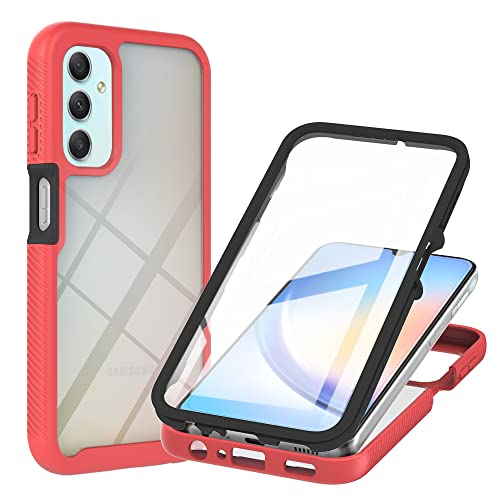 Samsung Galaxy A24 4G Hülle mit integriertem Displayschutz, 360 Grad Ganzkörper-Schutzhülle, strapazierfähig, kratzfest, stoßfest, schlankes Silikon, transparent, für Samsung A24 4G, Rot von Sawiqpd
