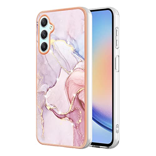 Samsung Galaxy S23 FE 5G Hülle, Glitzer Sparkle Marmor Effekt Weiche Silikon Handyhülle Slim Dünn TPU Bumper Stoßfest Kratzfeste Schale Schutzhülle Back Case für Galaxy S23 FE, Roségold von Sawiqpd